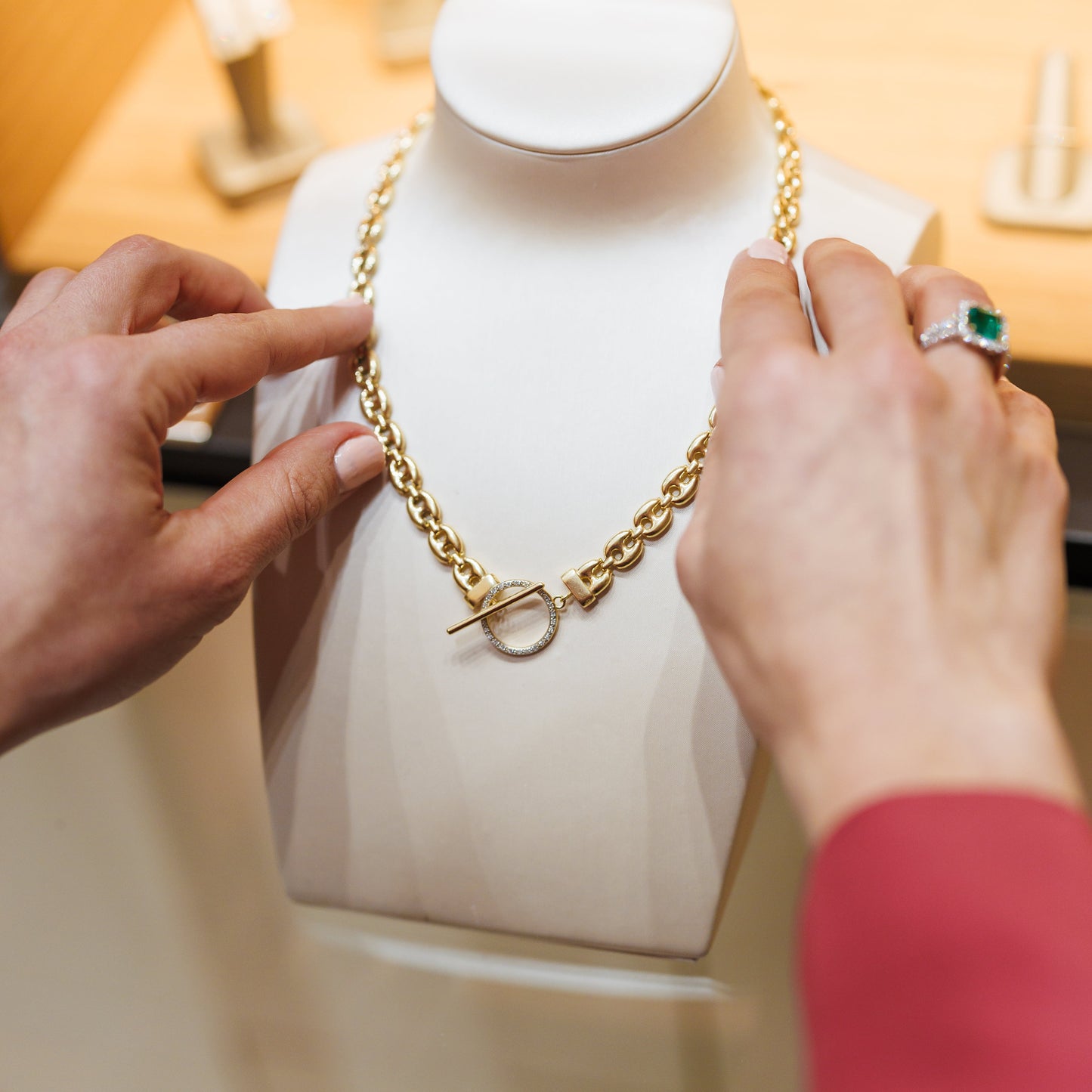 18K Vermeil Diamond Toggle Necklace by Laurenti New York