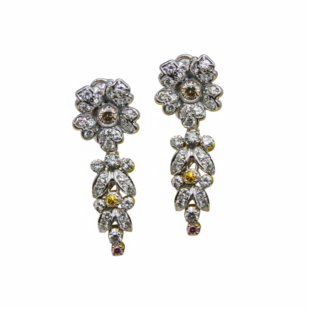 Diamond Pendant Earrings with Rare Fancy Color Diamonds in 18K White G –  LAURENTI NEW YORK