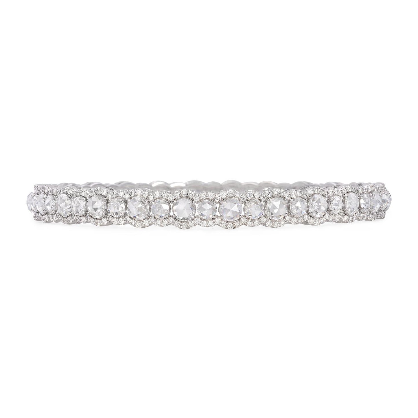 18K White Gold Tennis Bracelet with Rose Cut Diamonds (2.60 Carats)