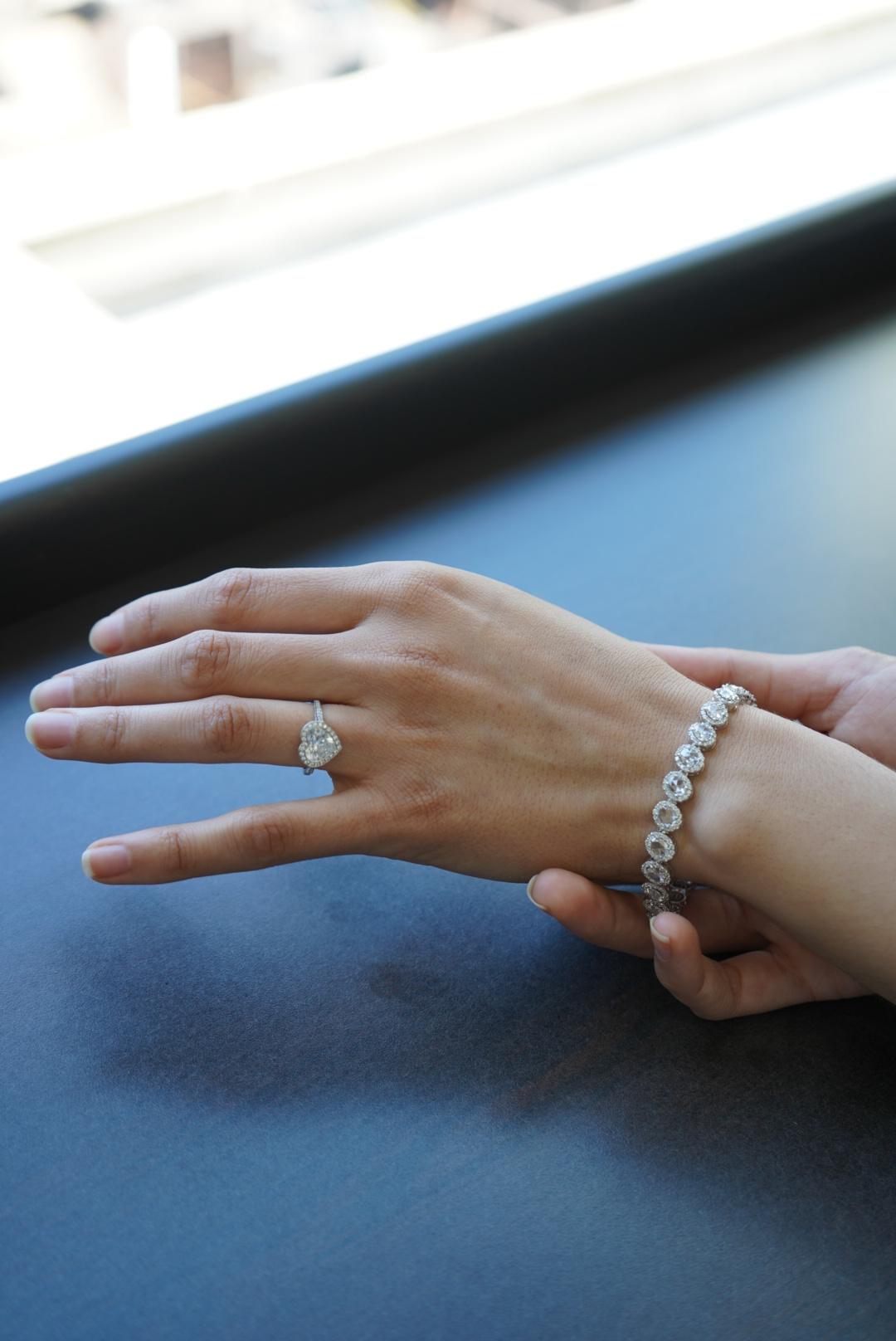 6.50 Carat Rose Cut and Round Brilliant Cut Diamond Tennis Halo Bracelet