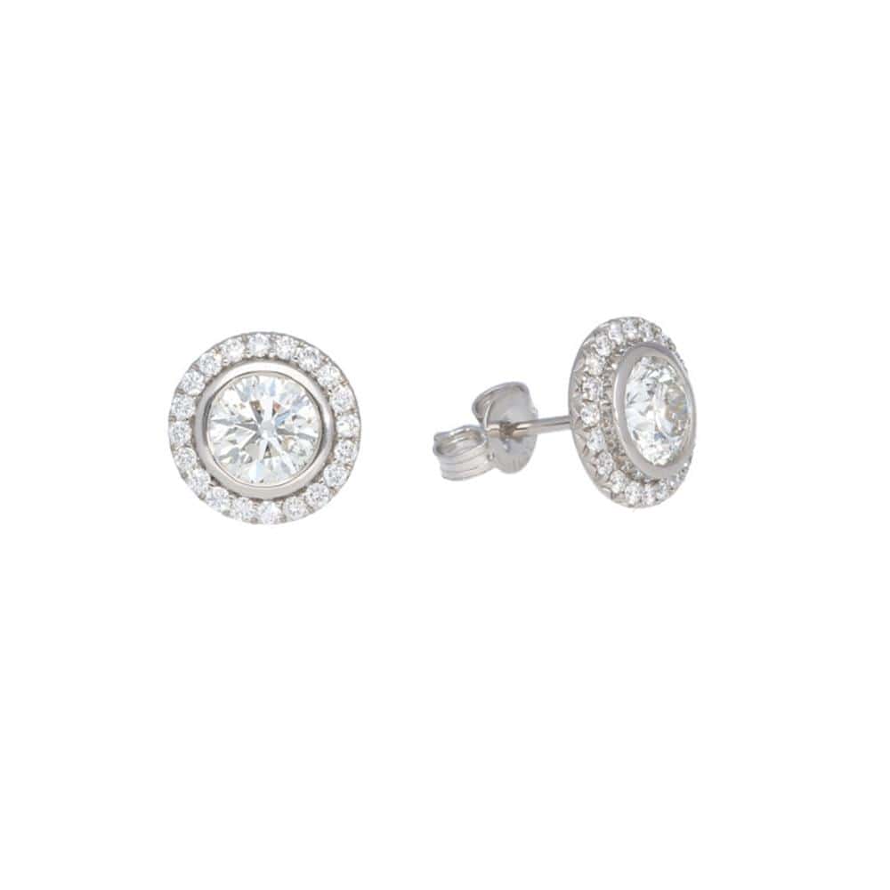 
                  
                    14K white gold diamond halo stud earrings with 0.50ct natural diamonds by Laurenti New York
                  
                