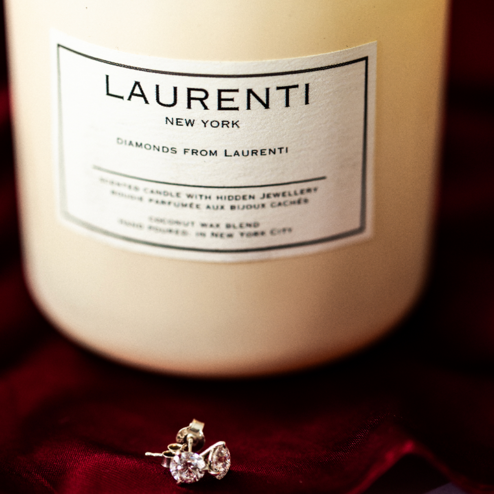 
                  
                    Laurenti Diamonds from Laurenti Candle - Creme Candle with Hidden 1.00ct Lab Grown Diamond Stud Earrings.
                  
                