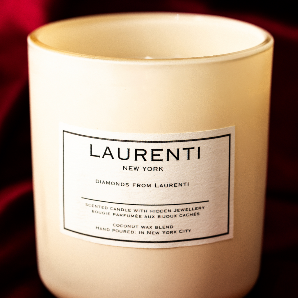 
                  
                    Laurenti Diamonds from Laurenti Candle - creme Candle with Hidden 1.00ct Lab Grown Diamond Stud Earrings.
                  
                