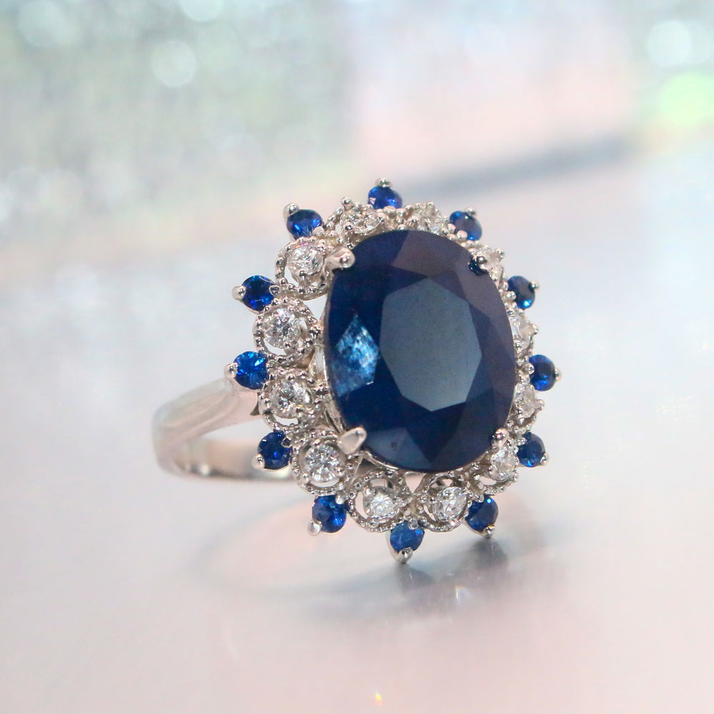 
                      
                        Diana Blue Sapphire and Diamond Heirloom Ring
                      
                    