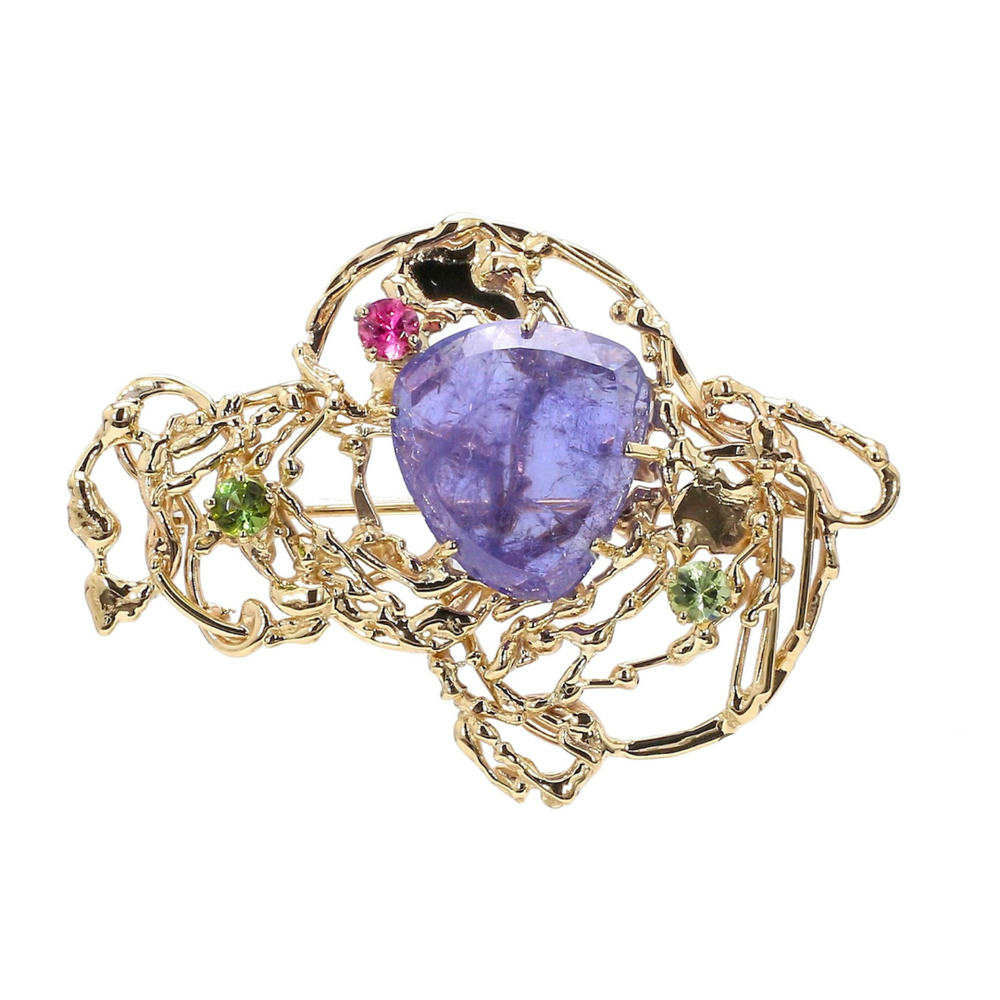 
                  
                    Bespoke Tanzanite Brooch in 18k Yellow Gold
                  
                