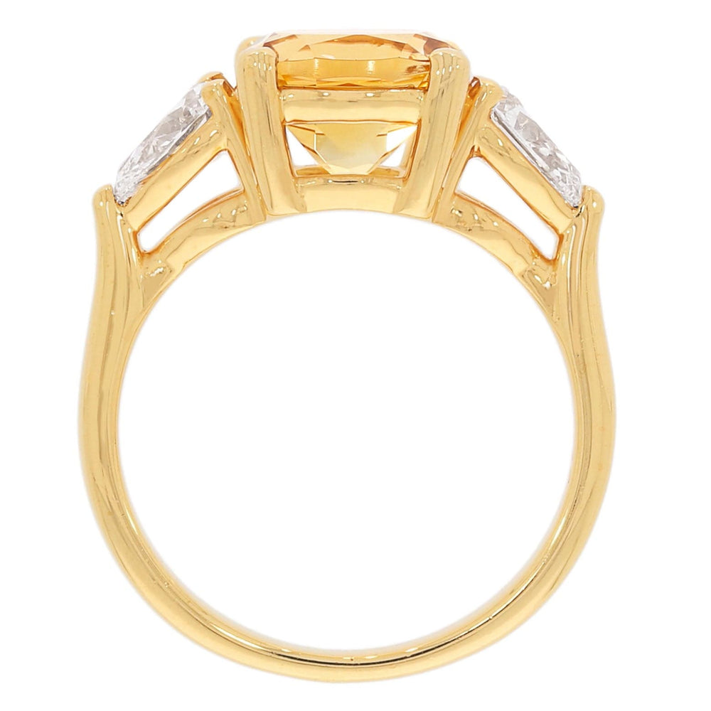 
                  
                    Luxury three-stone citrine and diamond ring handcrafted in 14k yellow gold by Laurenti, with natural or lab-grown diamond options.
                  
                