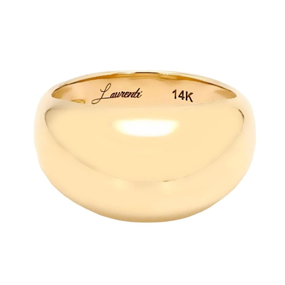 Laurenti 14K yellow gold classic dome ring with a high-polish finish.