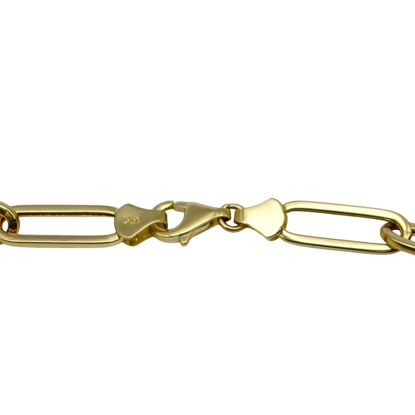 Laurenti 14k yellow gold paperclip chain necklace with squared links and lobster clasp