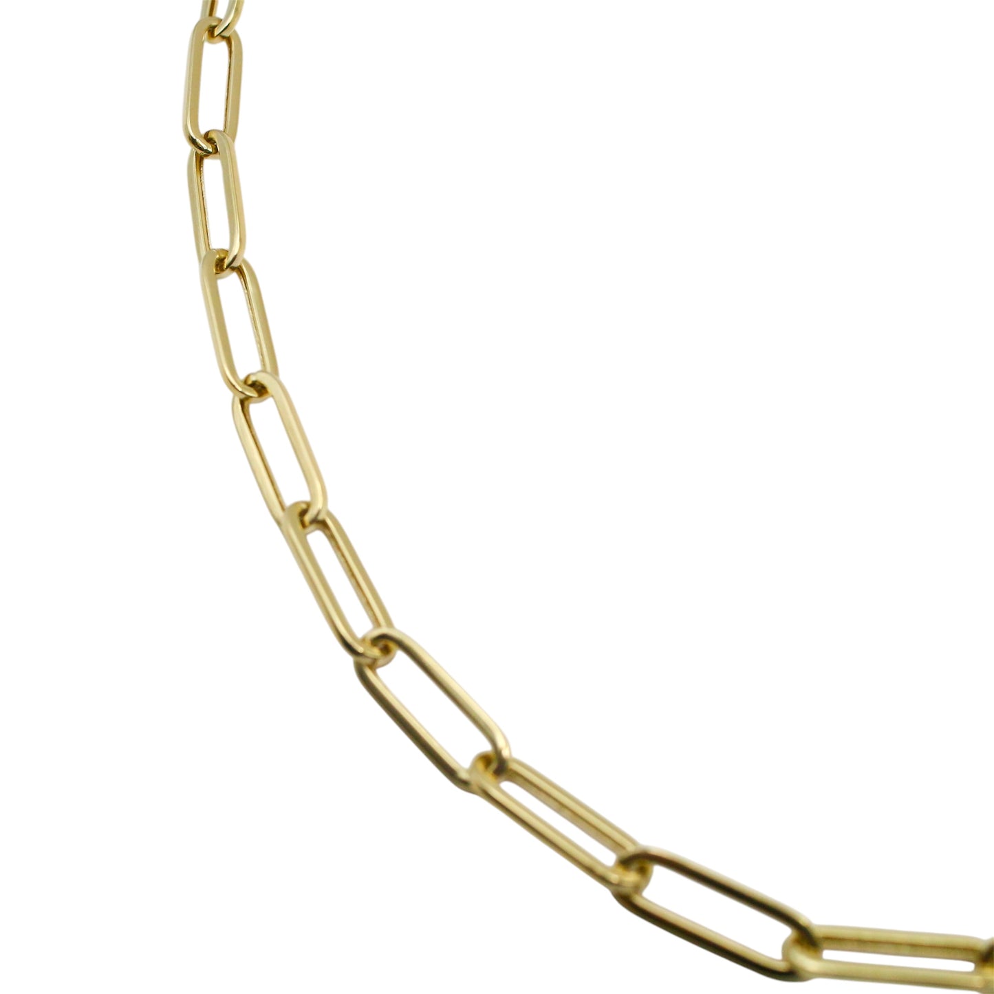 Laurenti 14k yellow gold paperclip chain necklace with squared links and lobster clasp