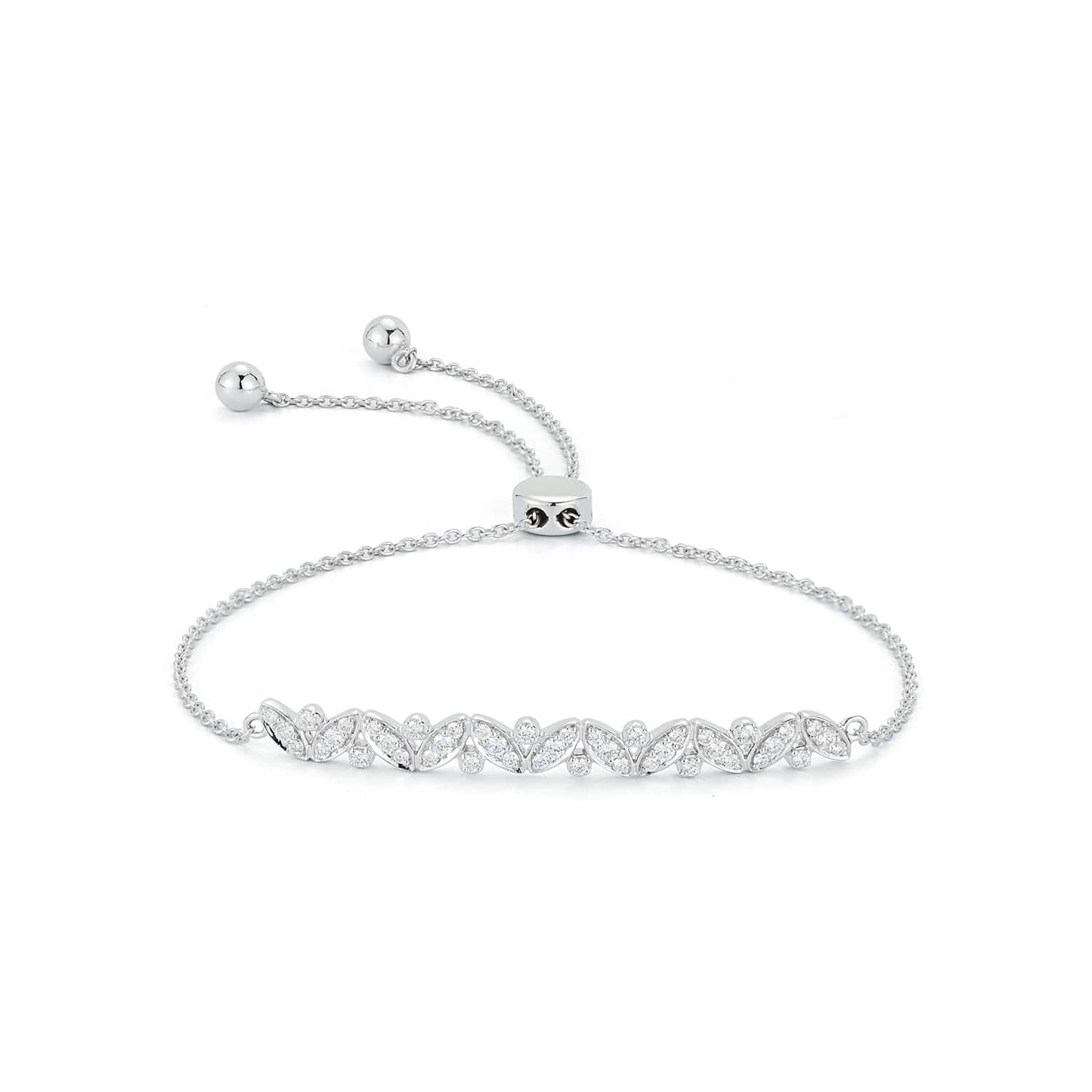 14K gold adjustable bracelet with 0.40ct pavé diamond leaf design by Laurenti New York