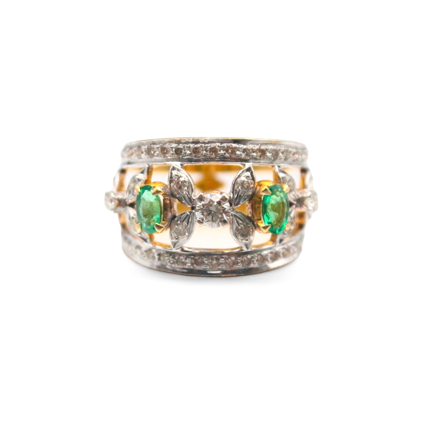 Marquise Diamond and Emerald Ring