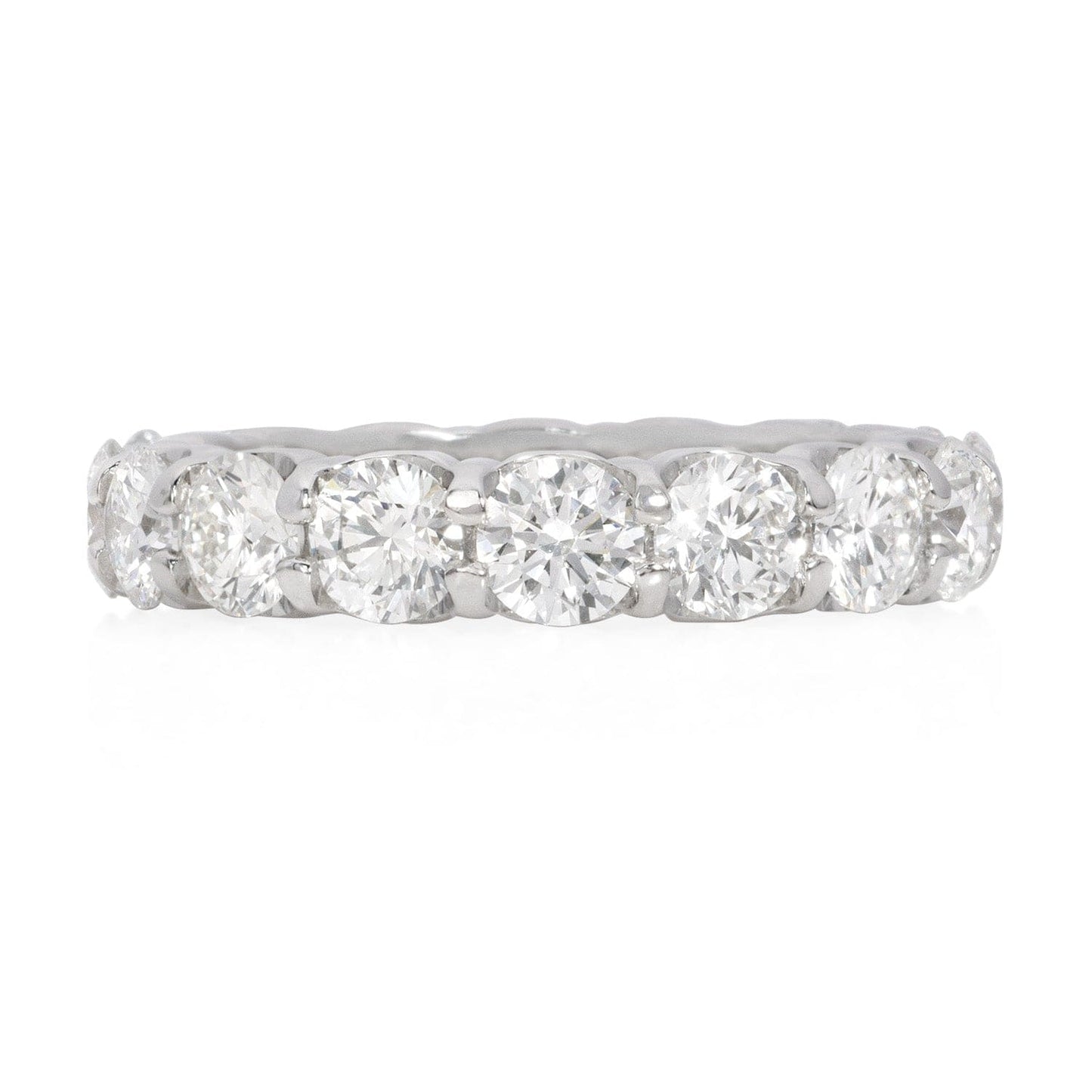 14K White Gold Diamond Eternity Band featuring shared prong-set round brilliant diamonds.
