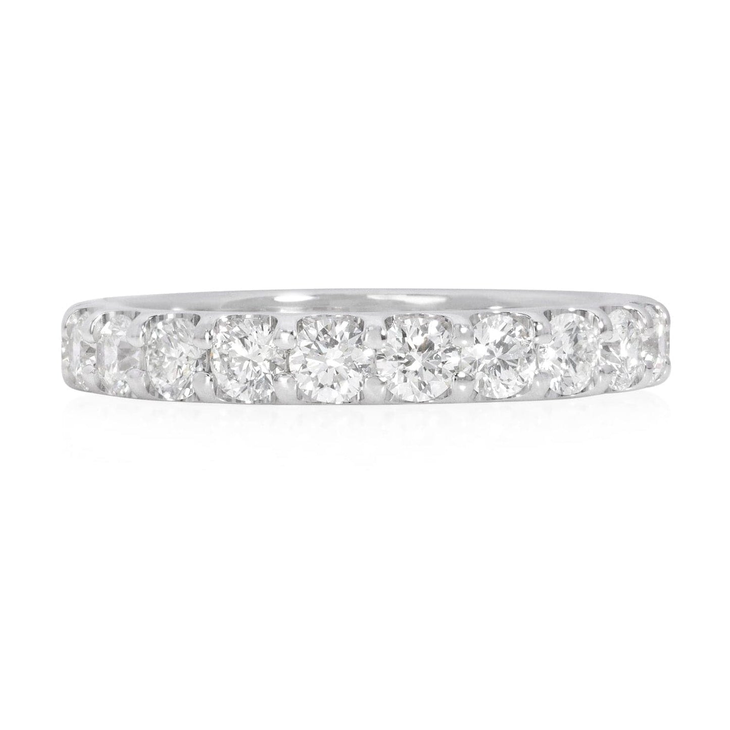 14K White Gold Diamond Eternity Band  featuring shared prong-set round brilliant diamonds.