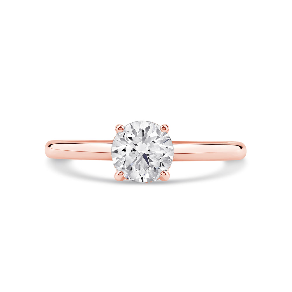 
                  
                    Rose gold ring with a diamond on a white background
                  
                