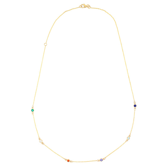 Custom Diamond Bezel Station Necklace in 14k Gold