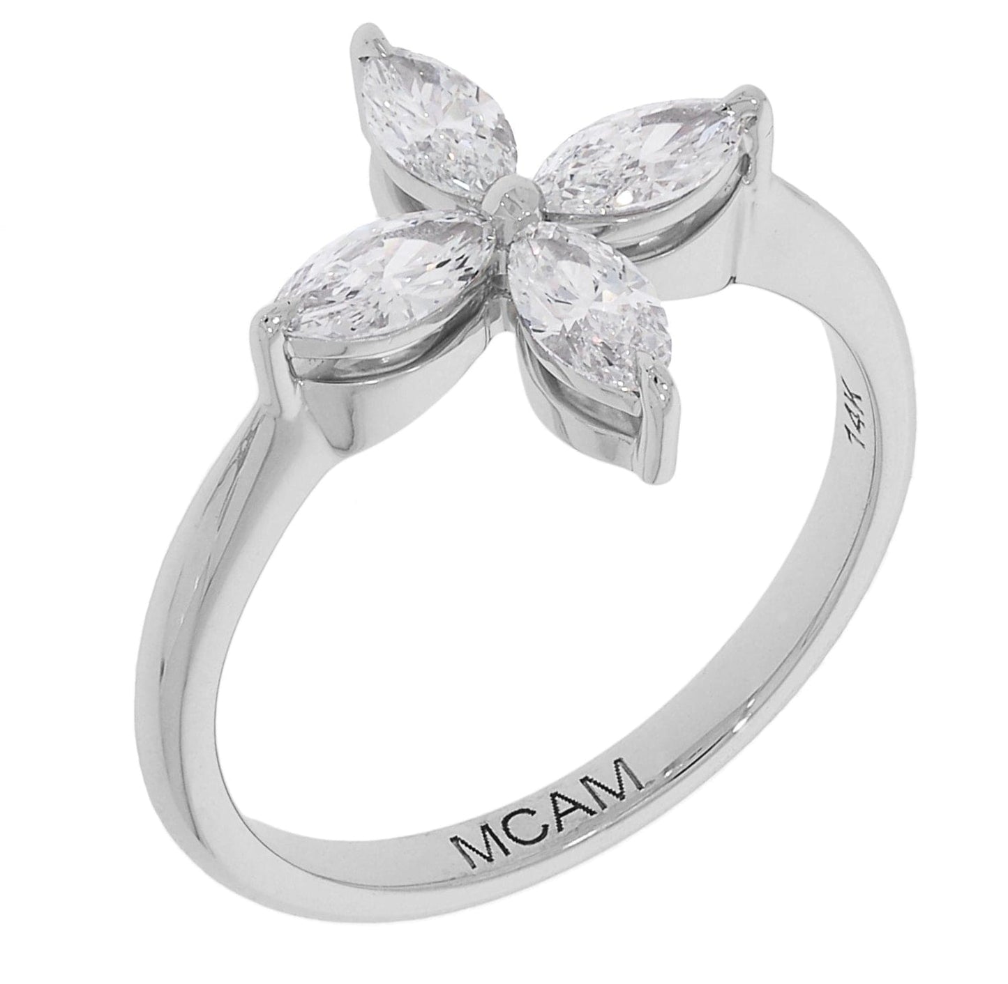 Vela Four-Stone Marquise Diamond Ring in 14K White Gold with Lab-Grown Diamonds