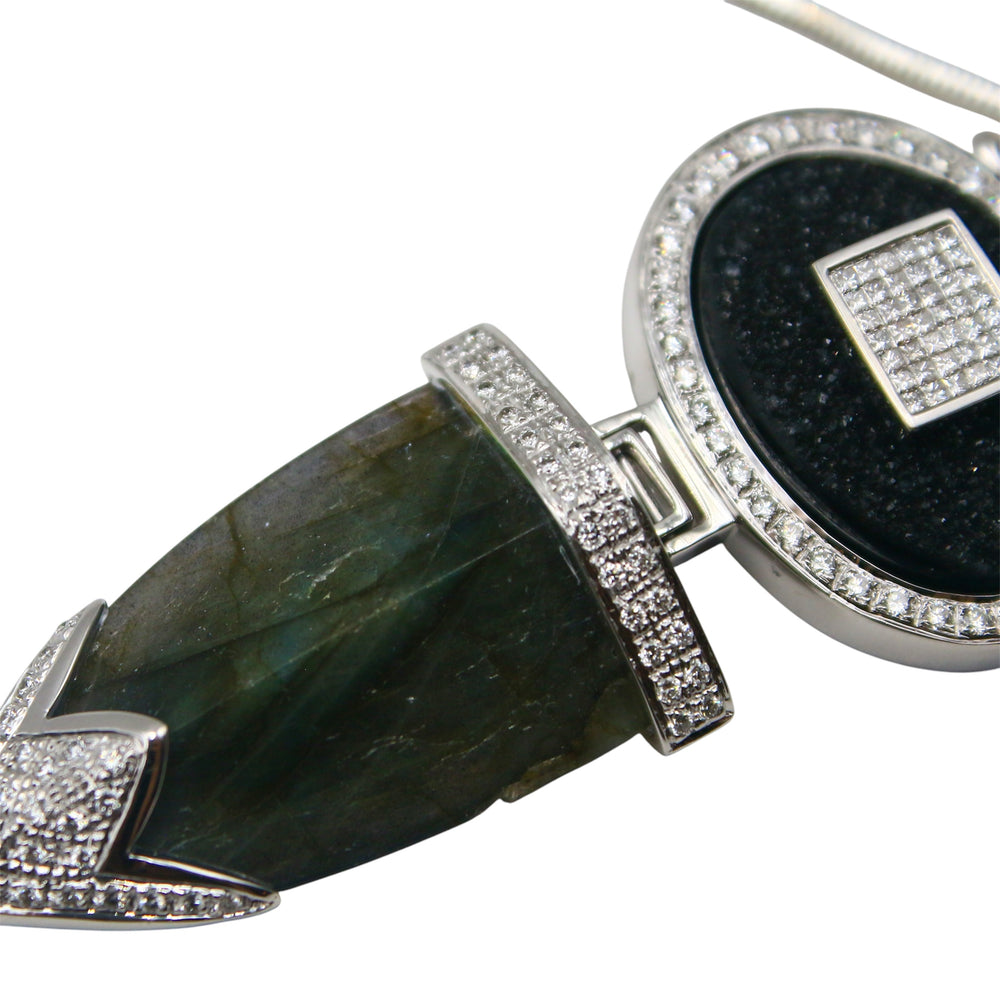 
                  
                    Labradorite  pendant with 1.10ct pavé diamonds in 18k white gold – Laurenti New York
                  
                