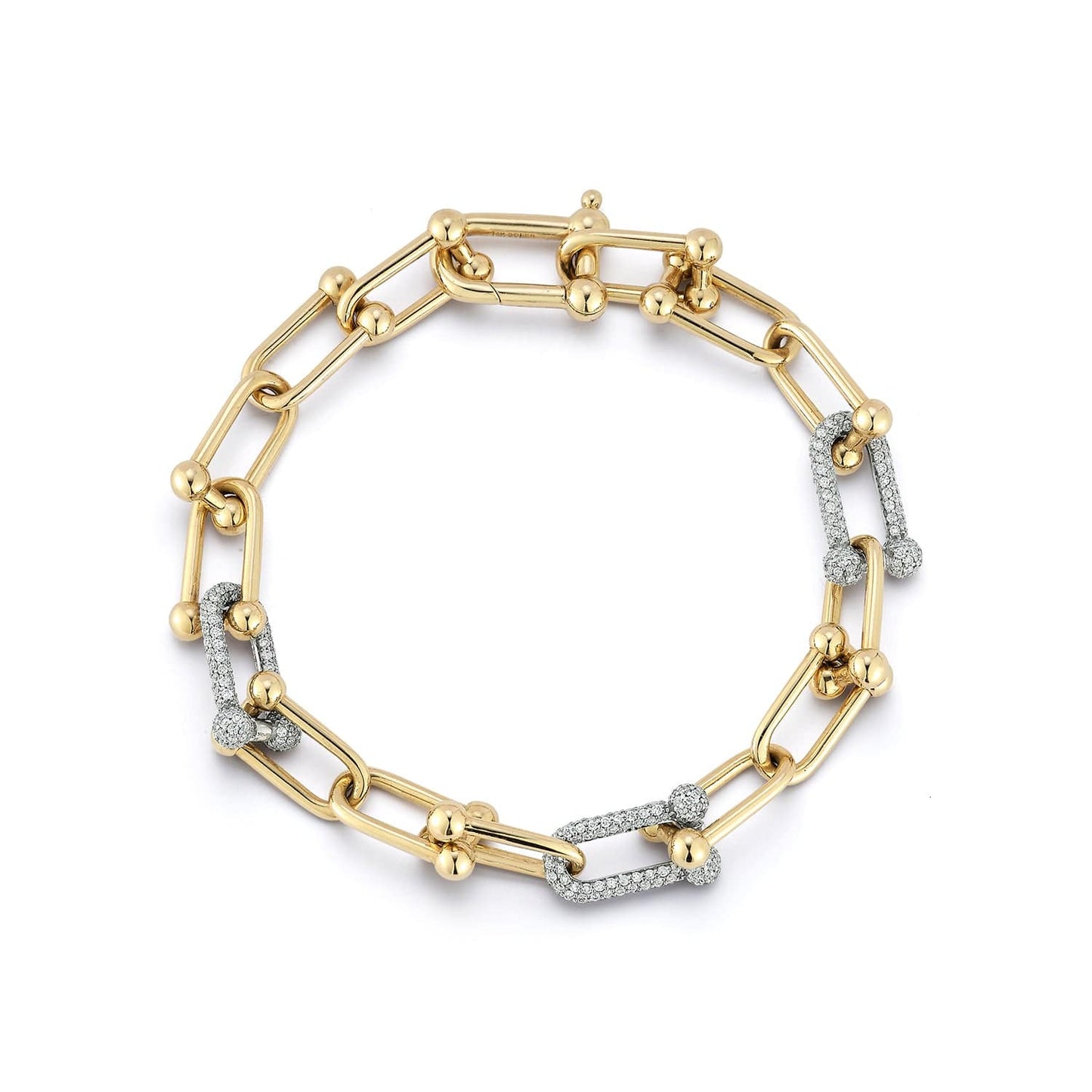 LAURENTI NEW YORK Chain Link Bracelet with Diamonds In Two-Toned Gold