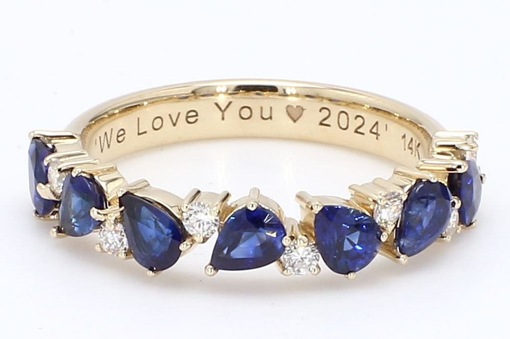 
                  
                    Laurenti New York Rings Natural Pear Shape Sapphire and Round Diamond Half Eternity Ring in 14k Yellow Gold - Radiant Elegance
                  
                