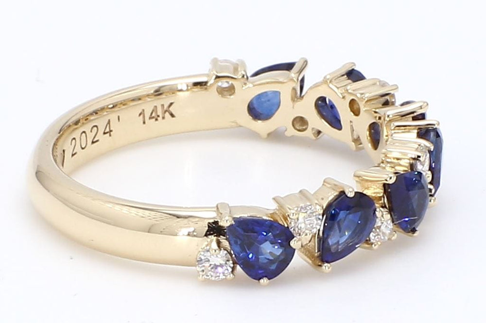 
                  
                    Laurenti New York Rings Natural Pear Shape Sapphire and Round Diamond Half Eternity Ring in 14k Yellow Gold - Radiant Elegance
                  
                