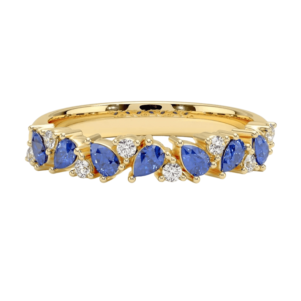 
                      
                        Laurenti New York Rings Natural Pear Shape Sapphire and Round Diamond Half Eternity Ring in 14k Yellow Gold - Radiant Elegance
                      
                    