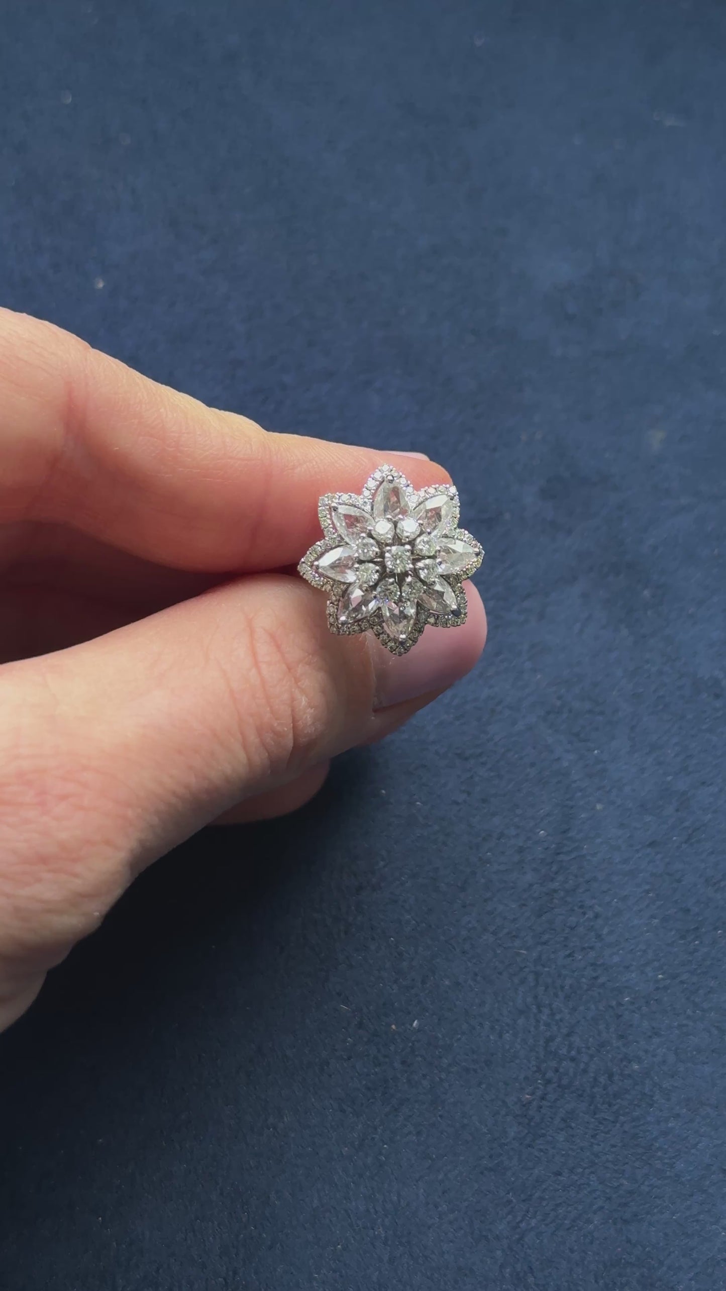 Rose Cut Diamond Ring in 18k White Gold