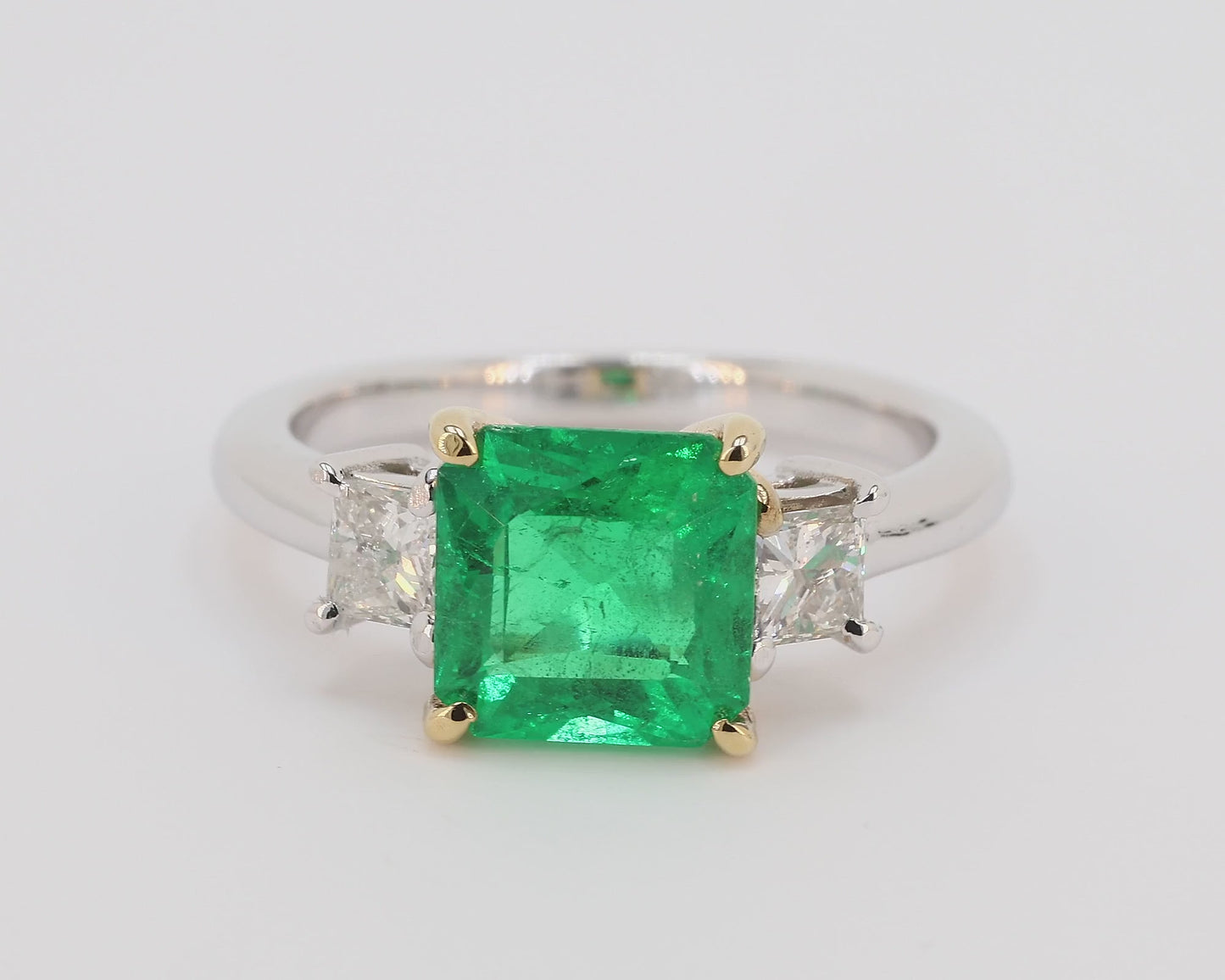 Emerald-Cut Emerald Ring with Princess-Cut Diamonds