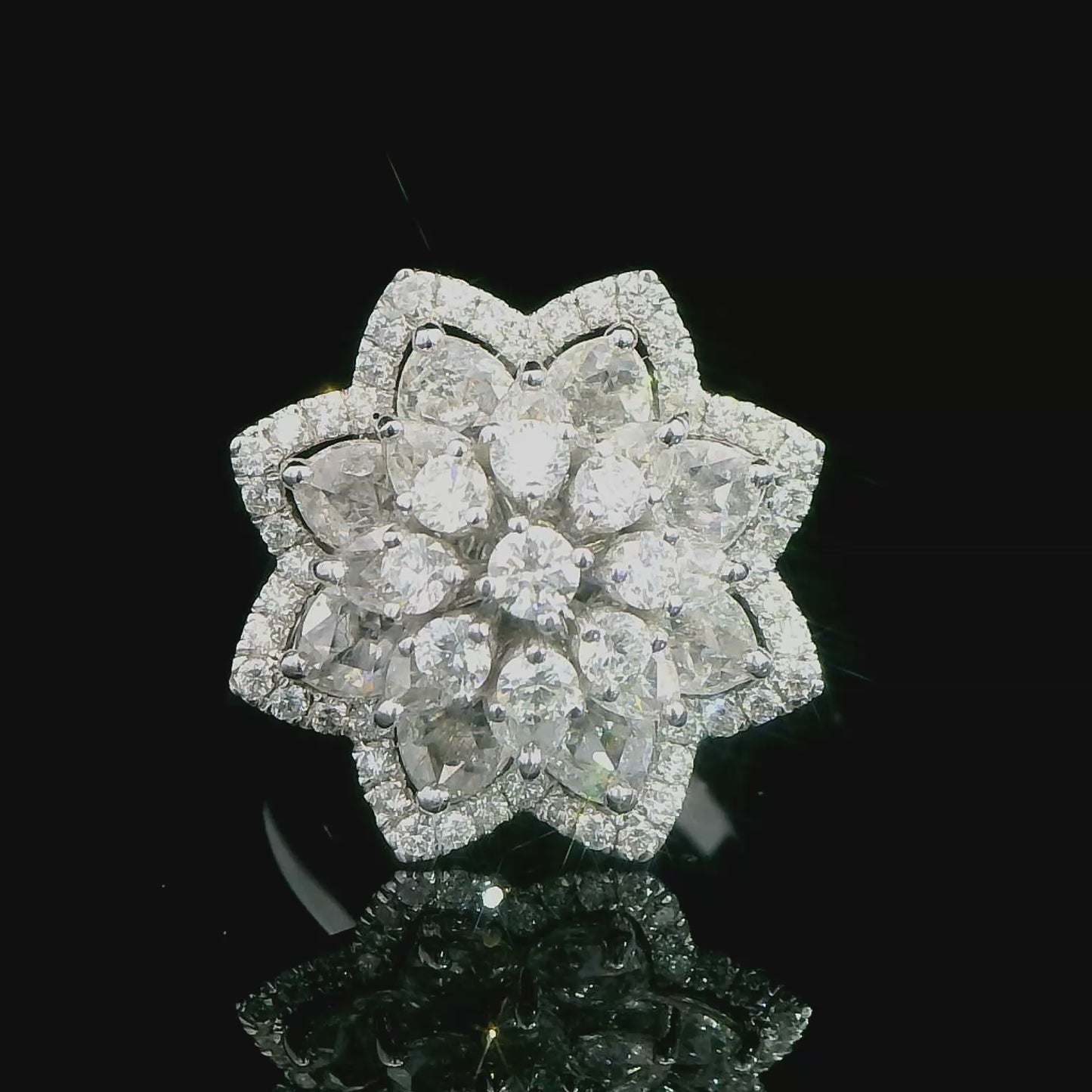 The "Lily Ring" - Round Brilliant Cut Diamonds & Rose Cut Diamonds