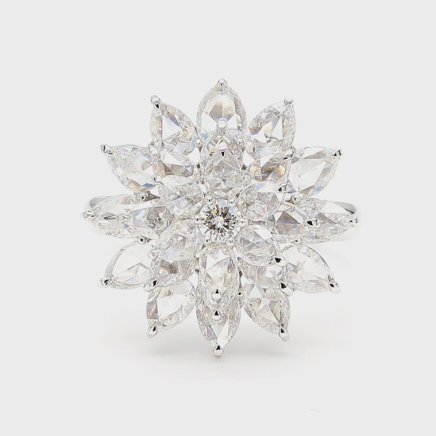 Video the Aurelia rose-cut diamond ring highlighting layered setting. 