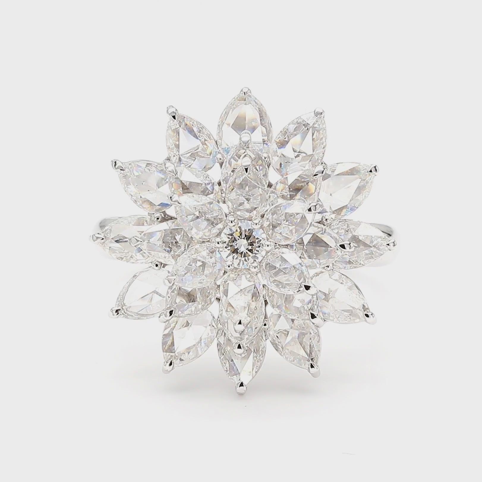 Video the Aurelia rose-cut diamond ring highlighting layered setting. 