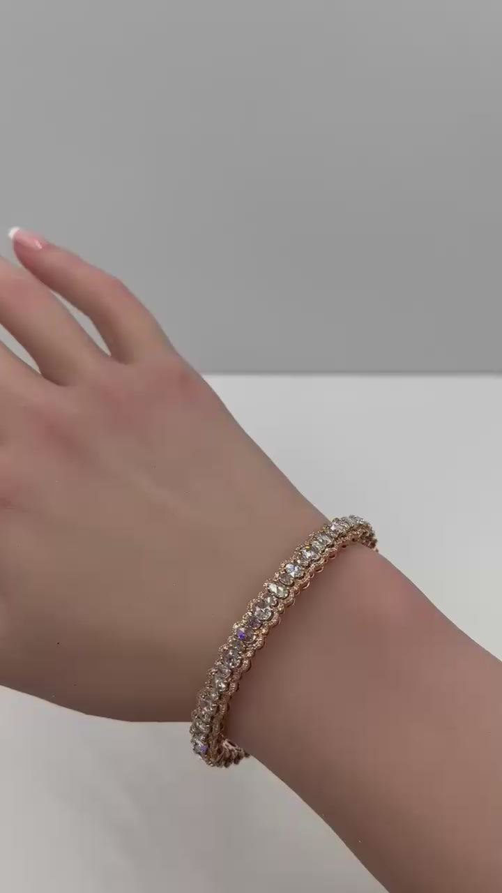 6.72 Carat Rose Cut Diamond 18K Gold Bracelet - The Serena Gold