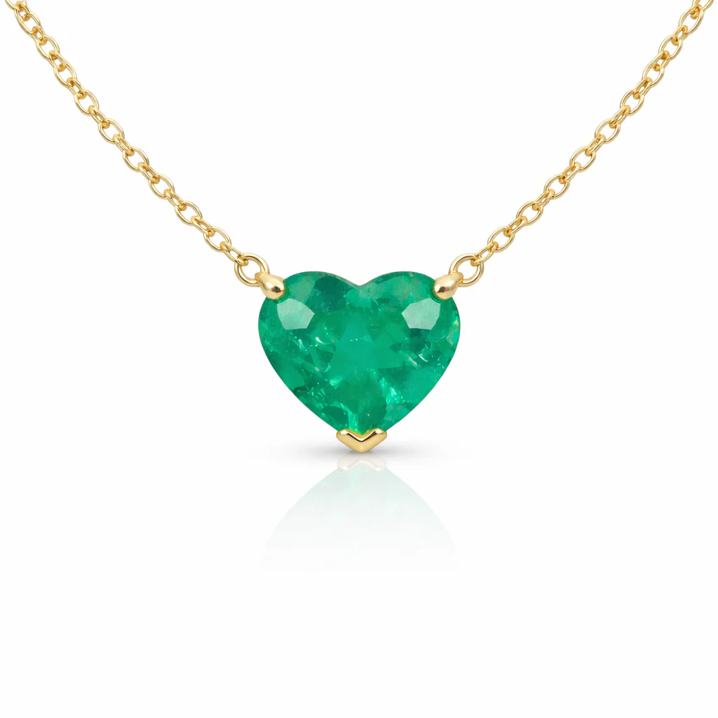 Origins Heart Shape Emerald Pendant Necklace, front view
