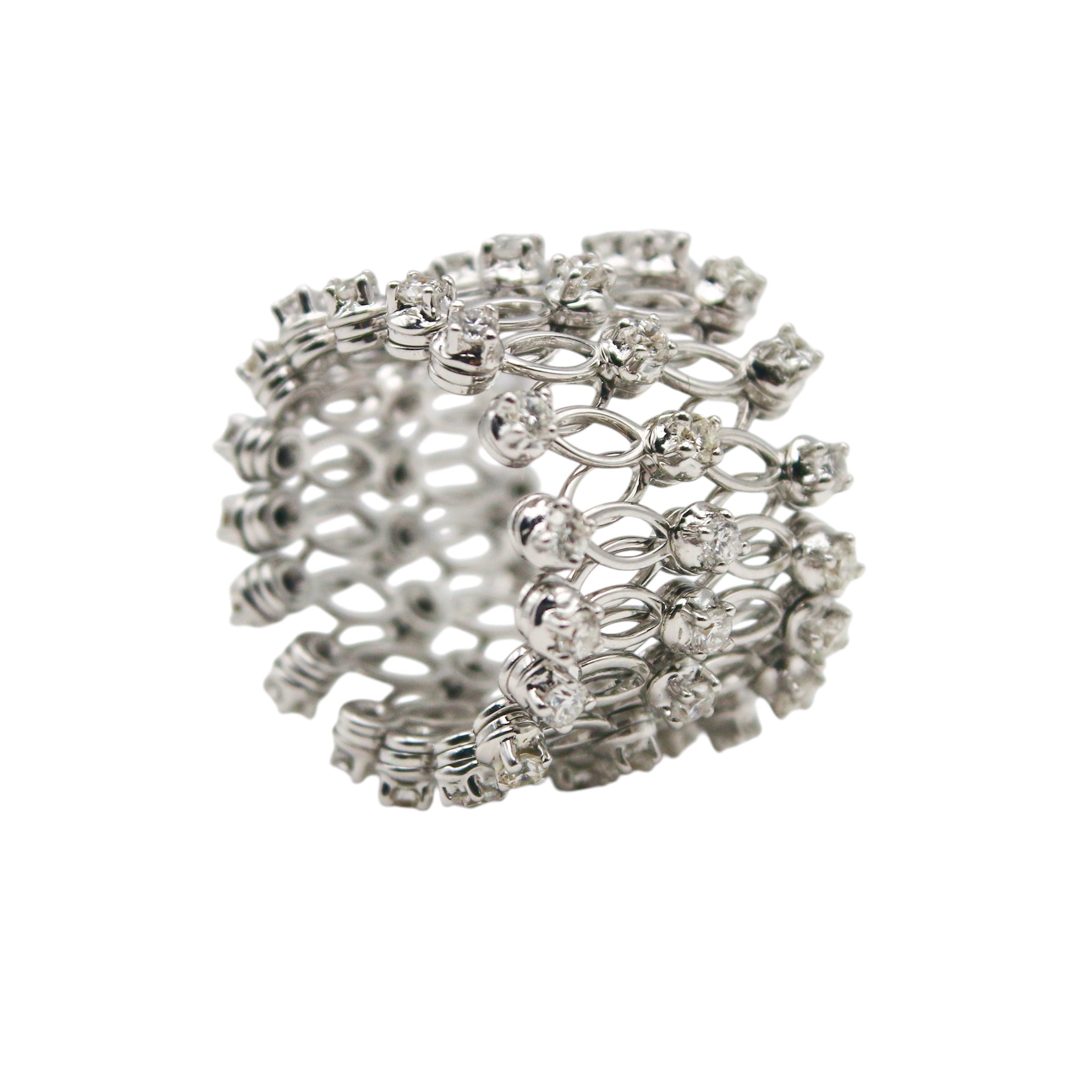 The Transformé Diamond Ring-Bracelet in 18k White Gold, front view